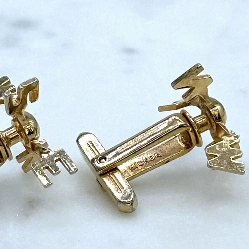 Vintage Hickok USA Cardinal Direction North East South West Gold Tone Cufflinks
